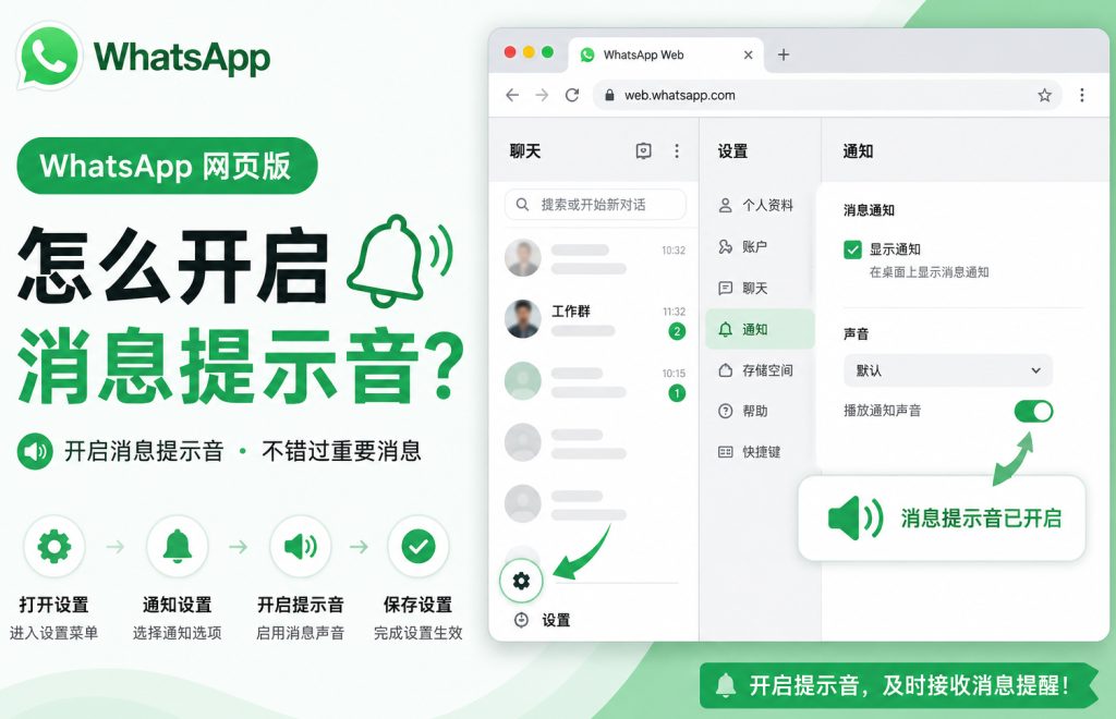 WhatsApp网页版怎么开启消息提示音